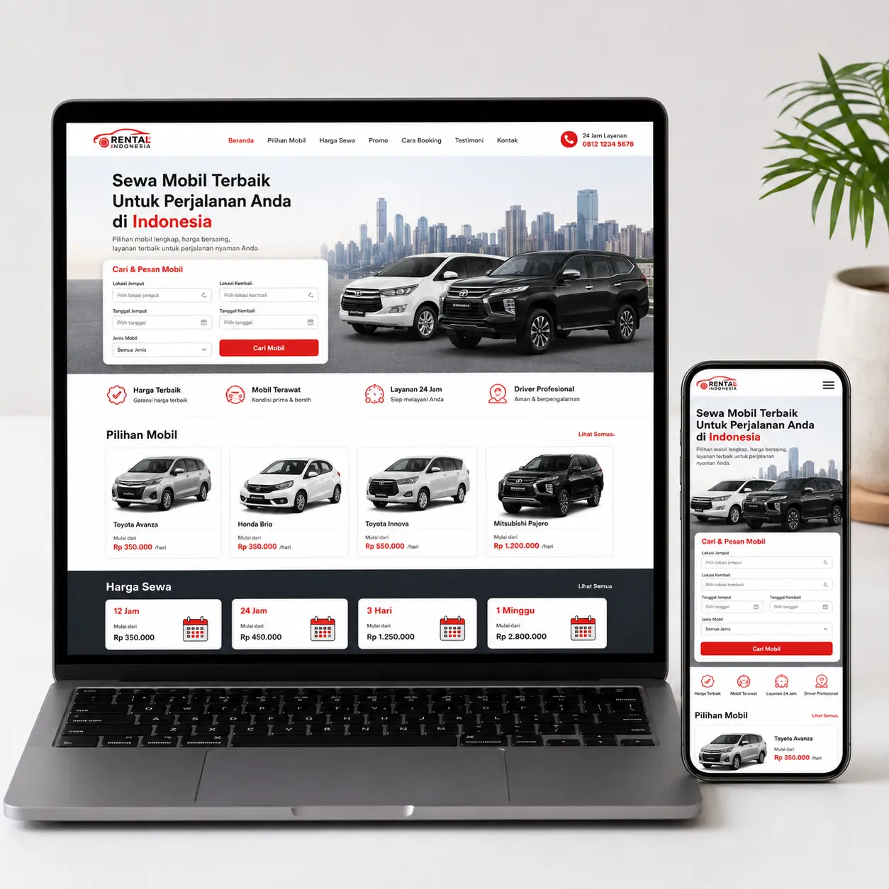 Desain web buatan kami - Website Usaha Rental